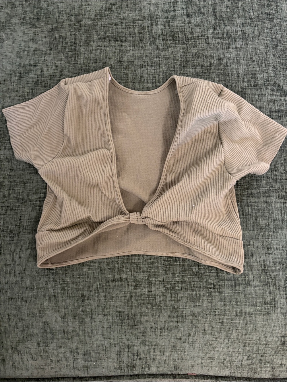 Aeropostale green Ribbed Tie-Front Crop Top